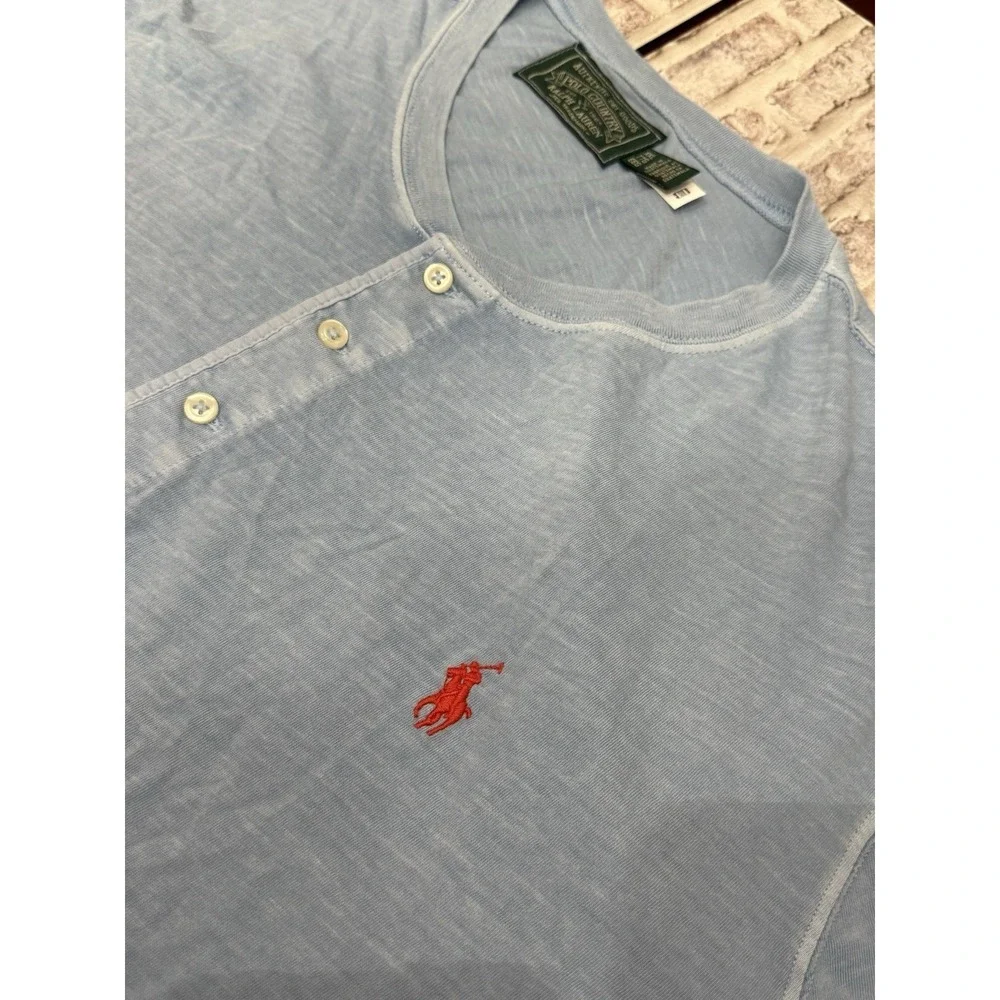 Polo Country Ralph Lauren Slub Jersey Short Sleeve Henley T-Shirt XXL Blue